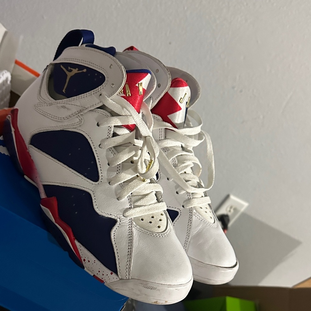 Jordan Retro 7 White with Red and Blue Accents
